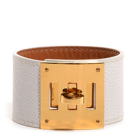 hermes kelly dog white|HERMES Epsom Kelly Dog Bracelet White .